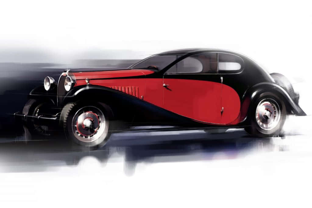 Bugatti Type 41 Royale, red and black bodywork, sleek vintage car, SD Desktop Wallpaper