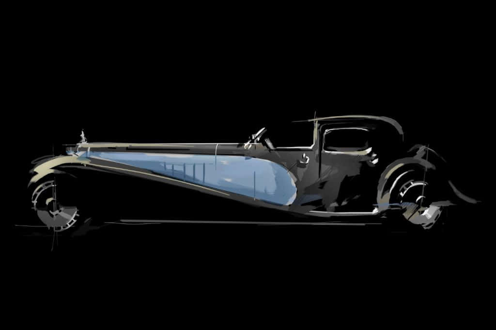 Bugatti Type 41 Royale, classic black, blue interior, SD Desktop Wallpaper