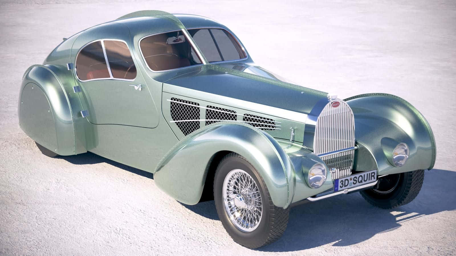 Bugatti Type 57, vintage green, chrome accents, HD Desktop Wallpaper