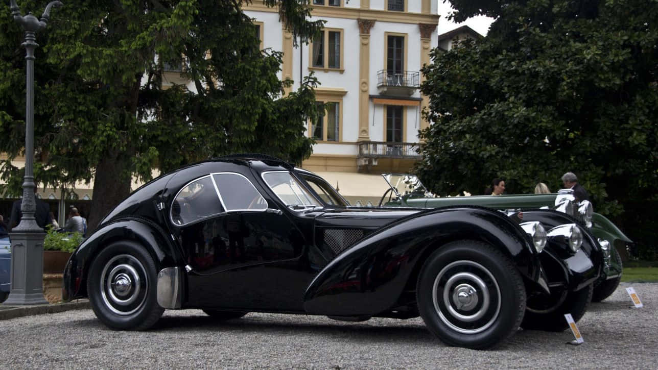 Bugatti Type 57, sleek black, daylight, HD Desktop Wallpaper