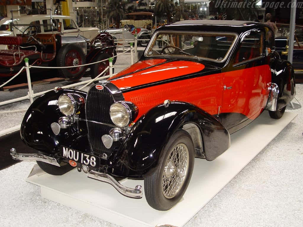 Bugatti Type 57, glossy black, red, SD Desktop Wallpaper