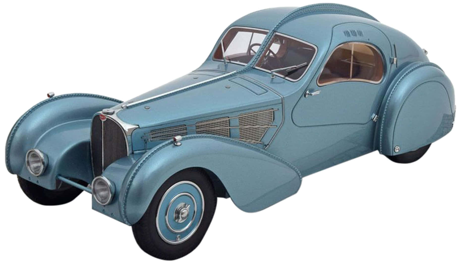 Bugatti Type 57SC Atlantic, light blue, rounded fenders, HD Desktop Wallpaper