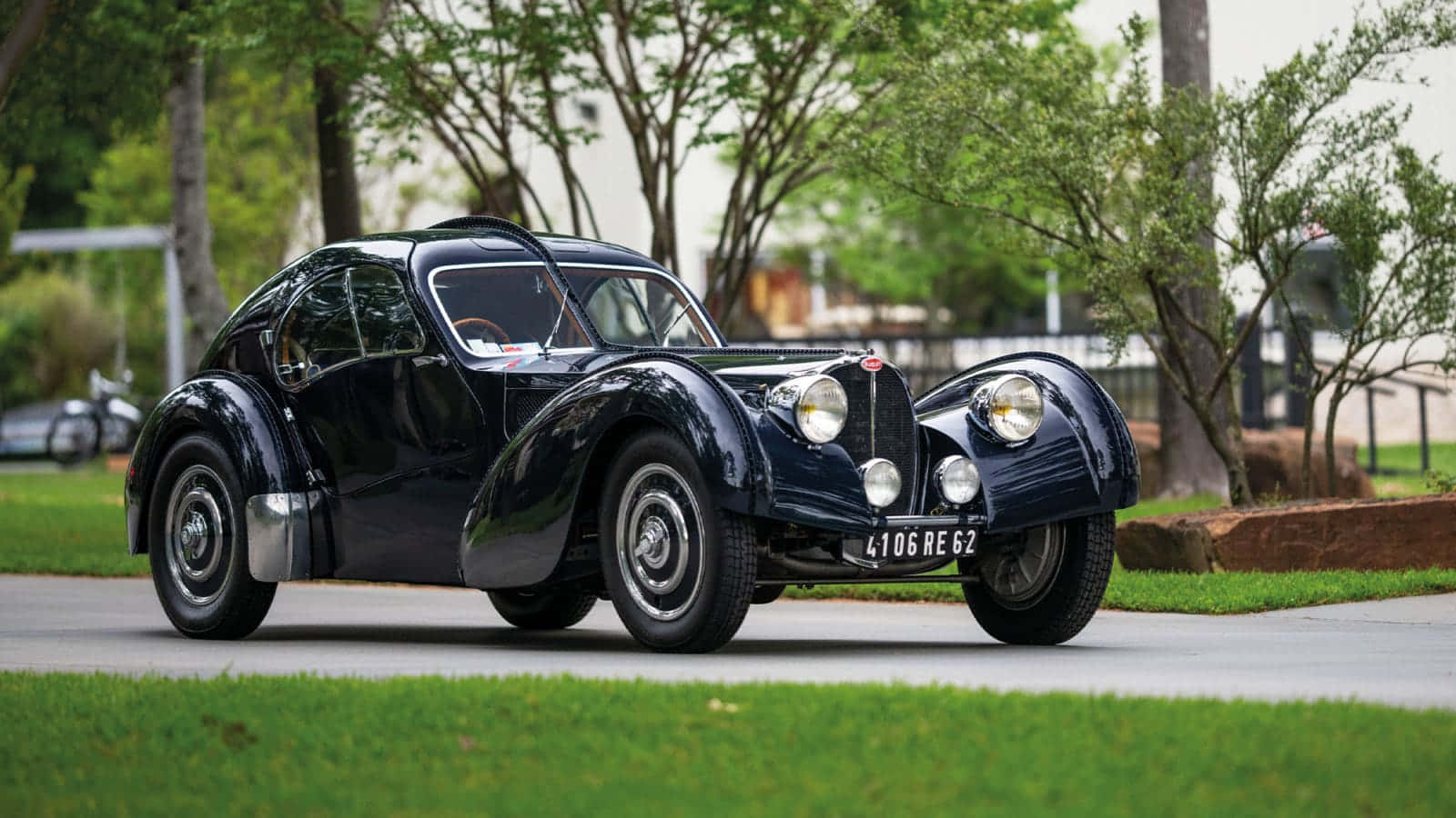 Bugatti Type 57SC Atlantic, glossy black, vintage, HD Desktop Wallpaper