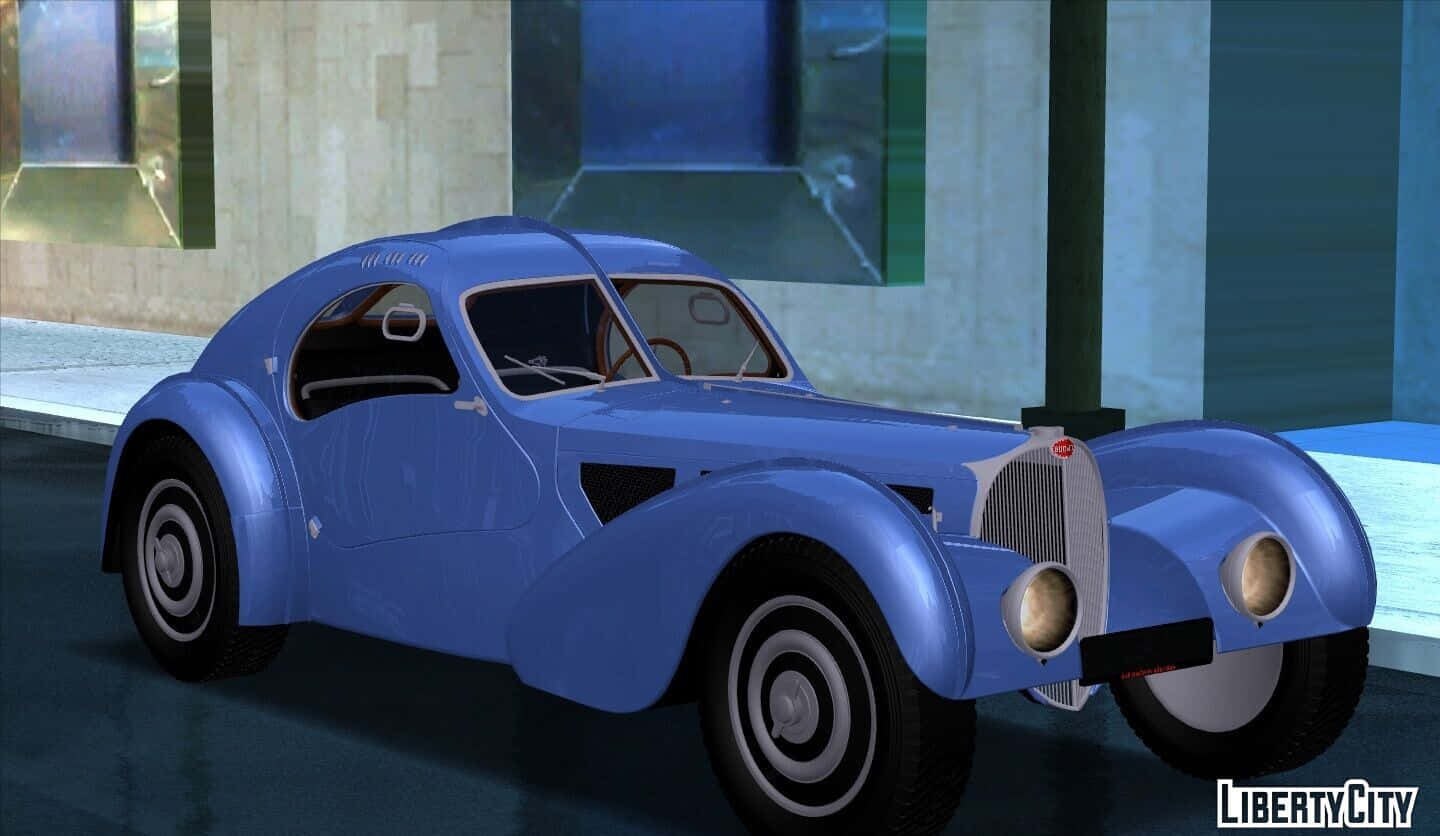 Bugatti Type 57SC Atlantic, sleek blue, chrome accents, HD Desktop Wallpaper