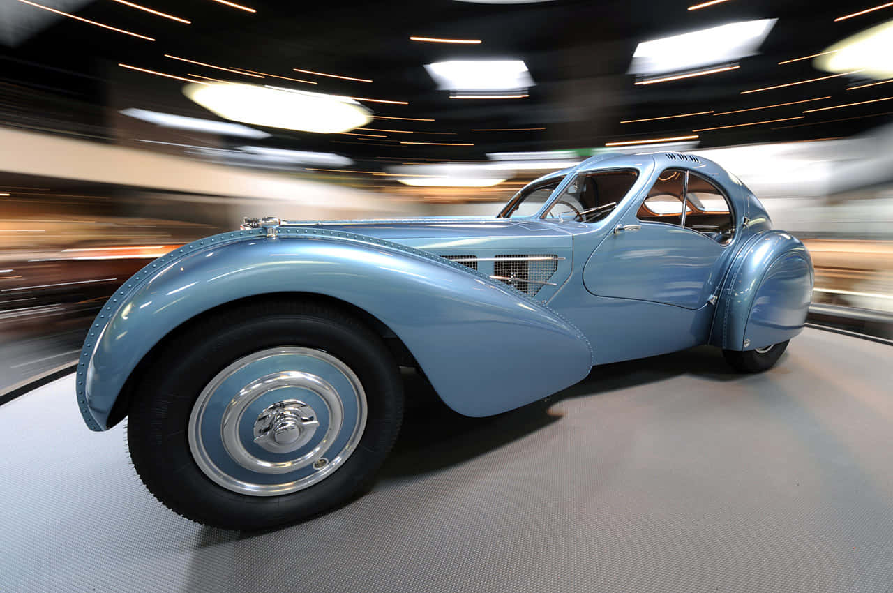 Bugatti Type 57SC Atlantic, light blue, vintage sports car, HD Desktop Wallpaper