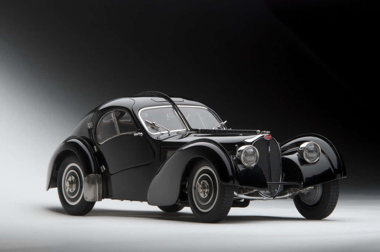 Bugatti Type 57SC Atlantic, sleek black, chrome accents, HD Desktop Wallpaper
