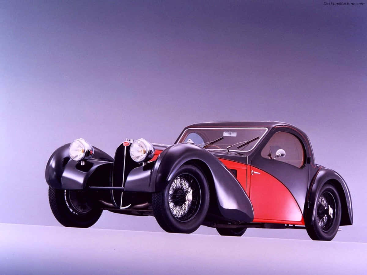 Bugatti Type 57SC Atlantic, black and red accents, soft purple gradient, SD Desktop Wallpaper