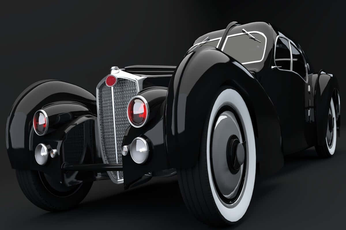 Bugatti Type 57SC Atlantic, sleek black, white wall tires, SD Desktop Wallpaper