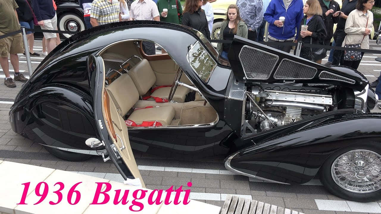 Bugatti Type 57SC Atlantic, 1936 Bugatti, glossy black, HD Desktop Wallpaper