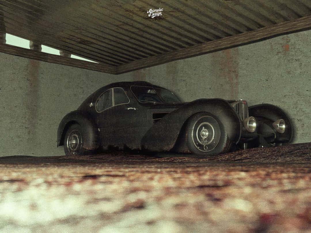 Bugatti Type 57SC Atlantic, vintage sports car, weathered concrete shelter, SD Desktop Wallpaper