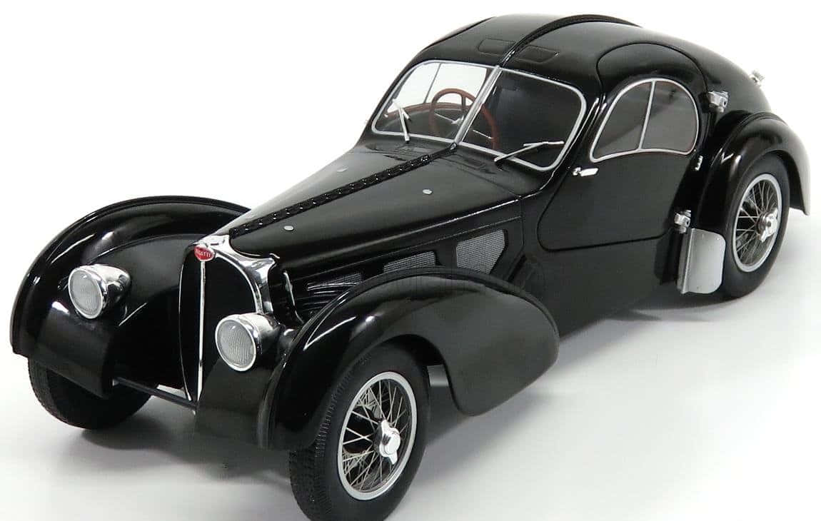 Bugatti Type 57SC Atlantic, glossy black, chrome accents, SD Desktop Wallpaper