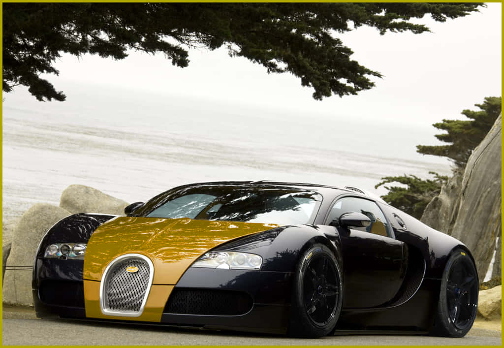 Bugatti Veyron, gold, black, SD Desktop Wallpaper