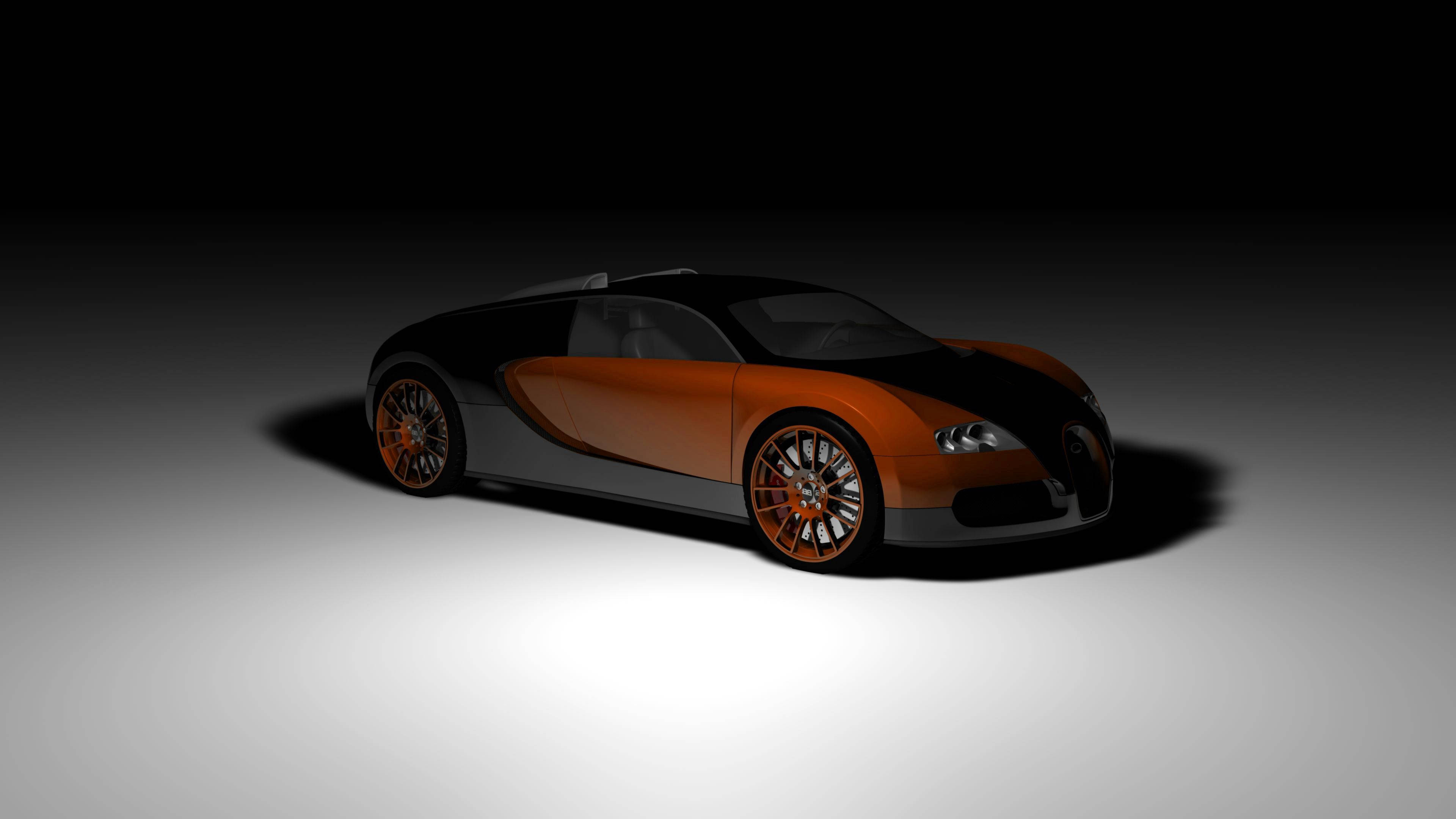 Bugatti Veyron, sleek orange, black, 4K Desktop Wallpaper