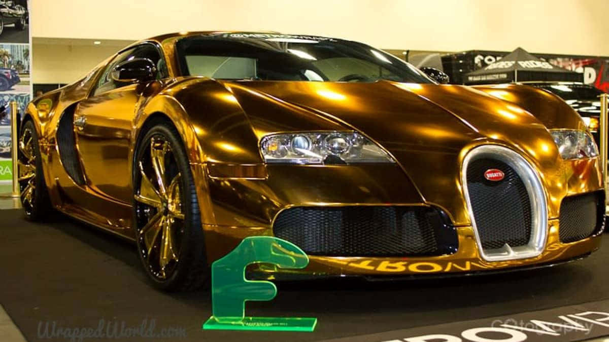 Bugatti Veyron, gold, showroom, SD Desktop Wallpaper