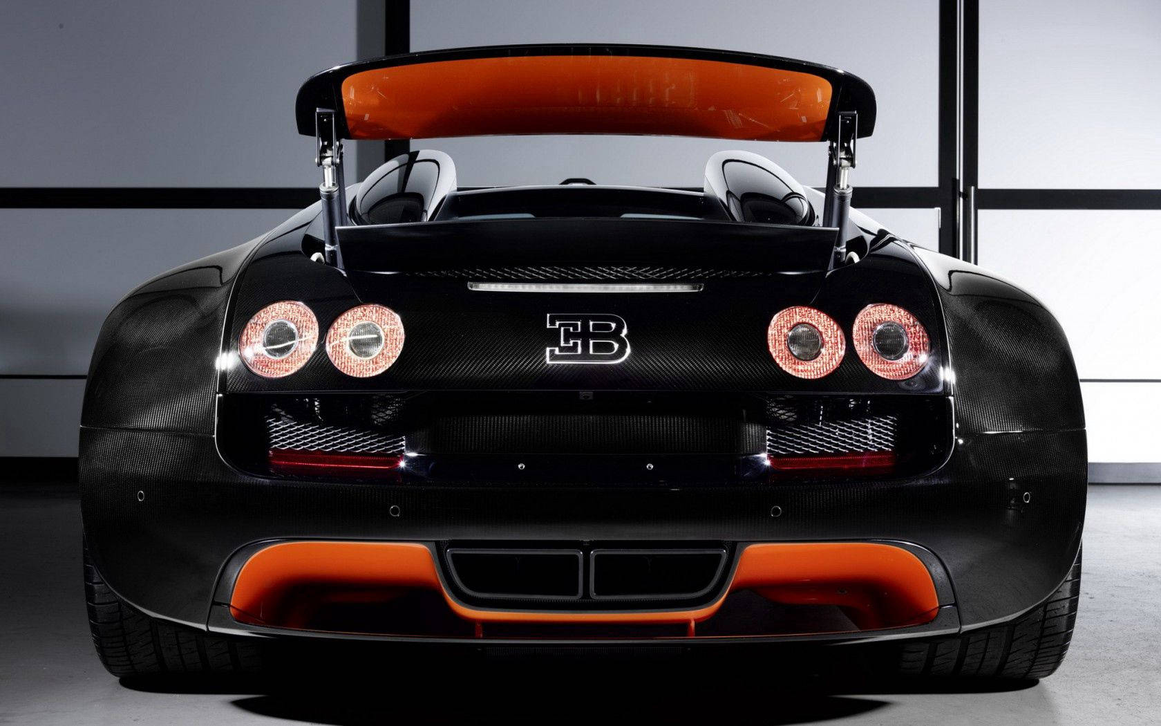 Bugatti Veyron, black, orange accents, HD Desktop Wallpaper