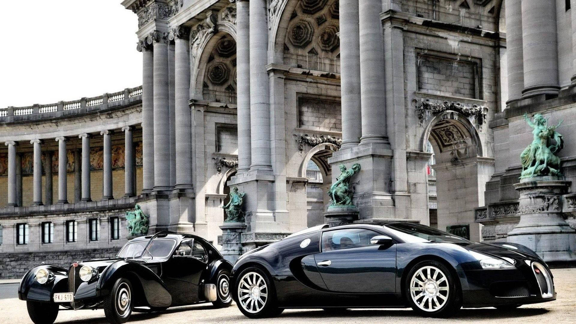 Bugatti Veyron, archway, sleek black, Full HD Desktop Wallpaper