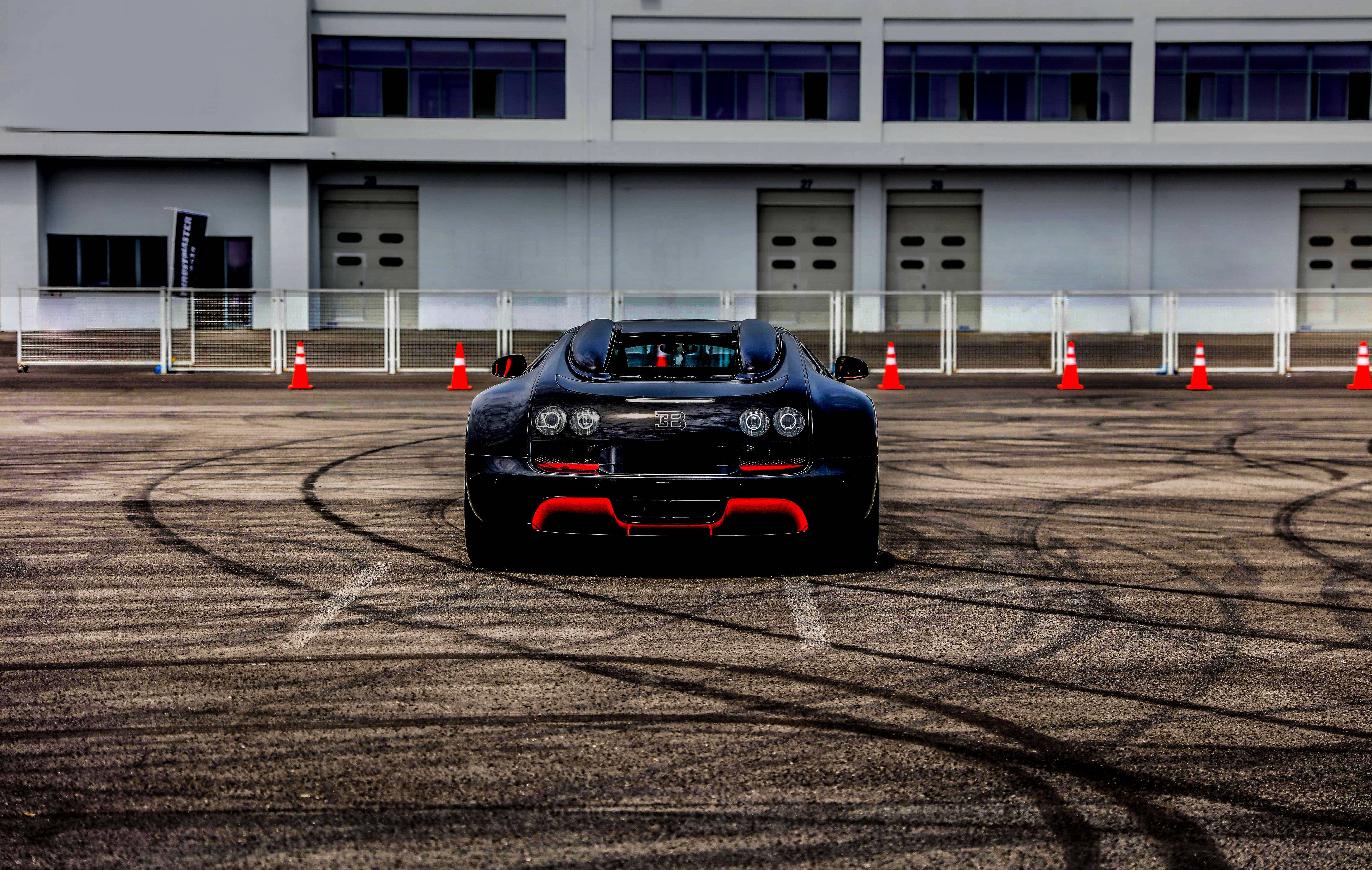 Bugatti Veyron, black, red accents, 8K Desktop Wallpaper