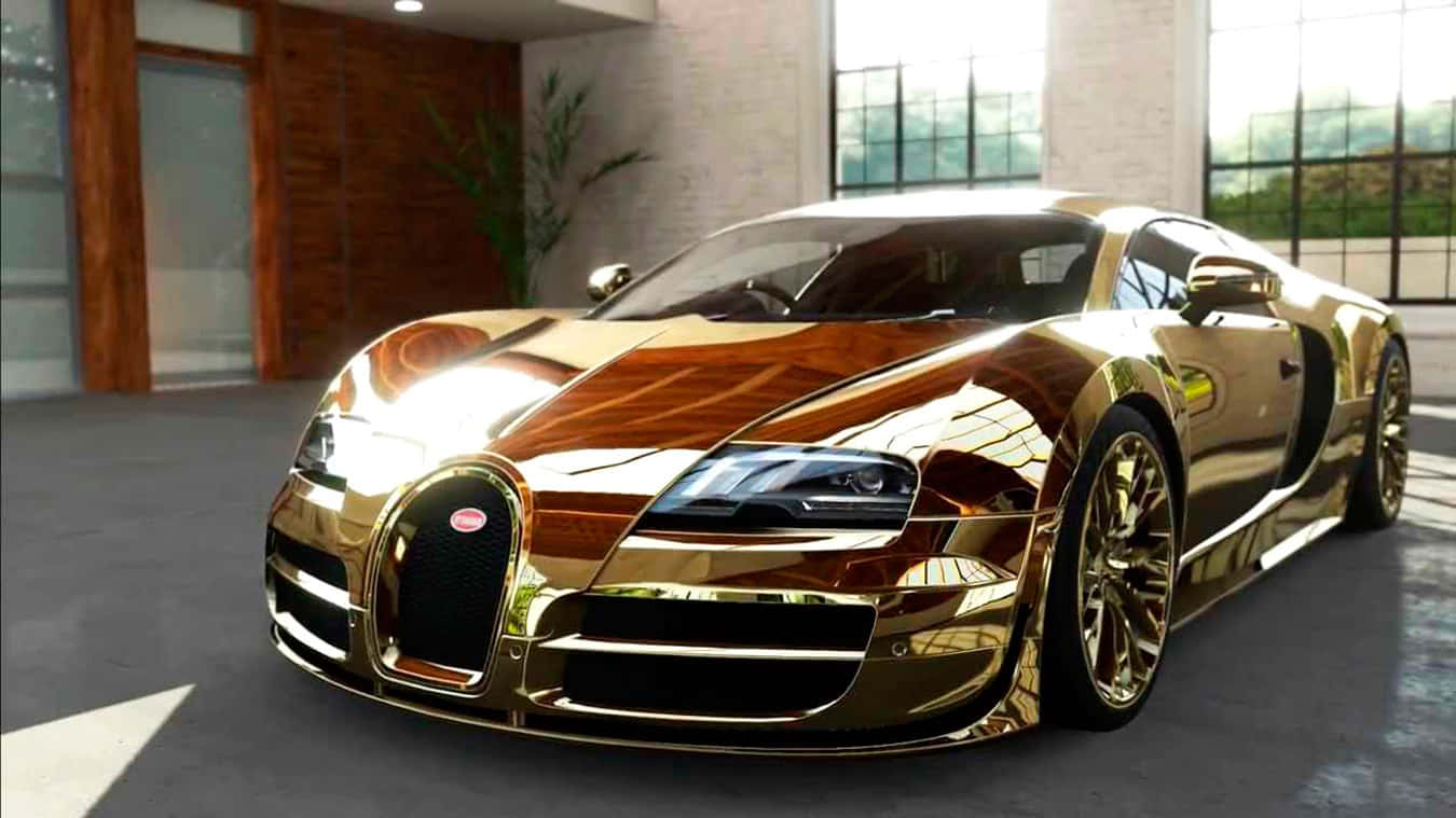 Gold Bugatti Veyron, Bugatti Veyron, modern luxury garage, HD Desktop Wallpaper
