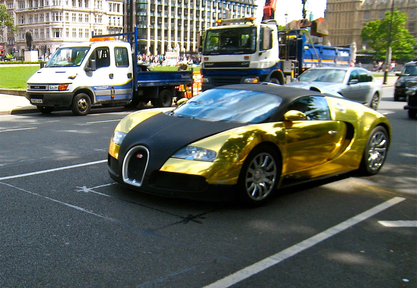 Gold Bugatti Veyron, Bugatti Veyron, gold, HD Desktop Wallpaper