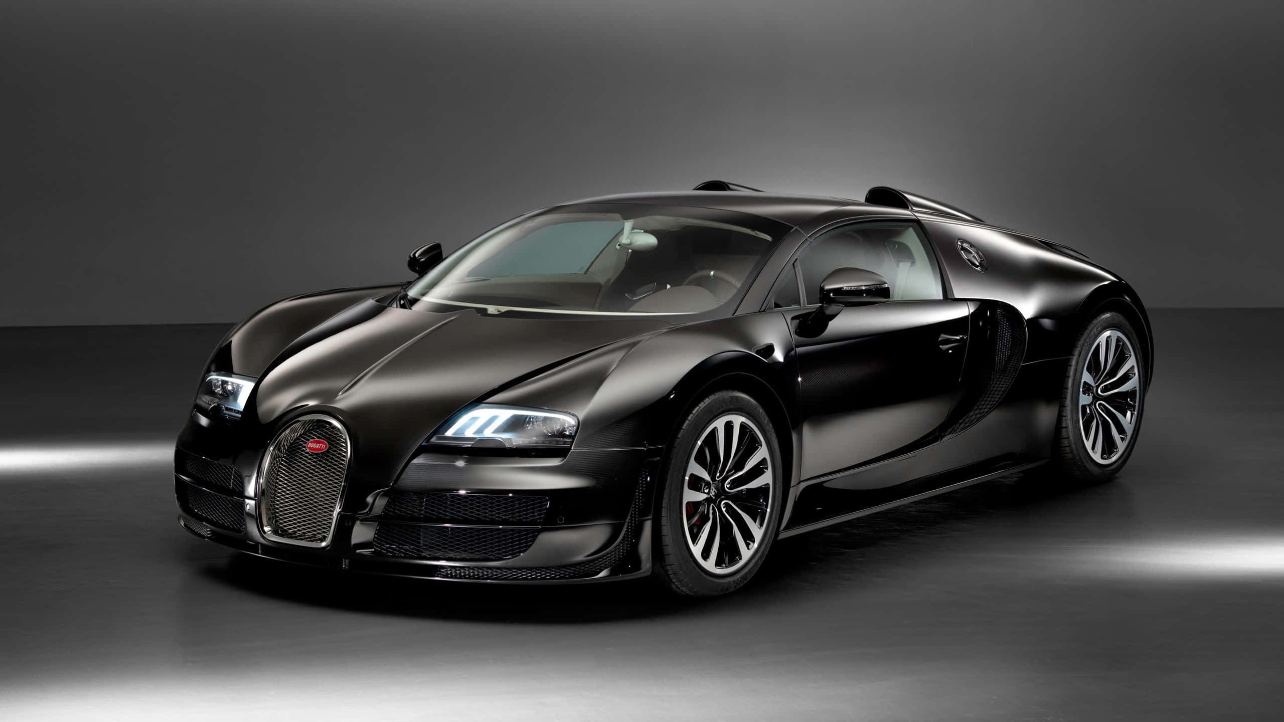 Bugatti Veyron, matte black, studio lights, 2K Desktop Wallpaper