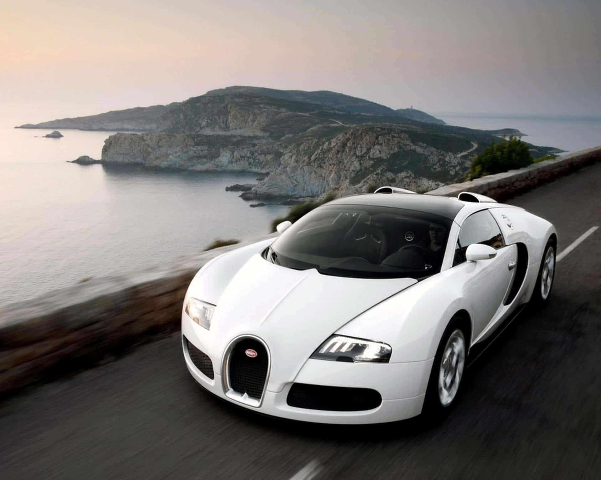 Bugatti Veyron, coastal road, cliffs, Full HD Desktop Wallpaper