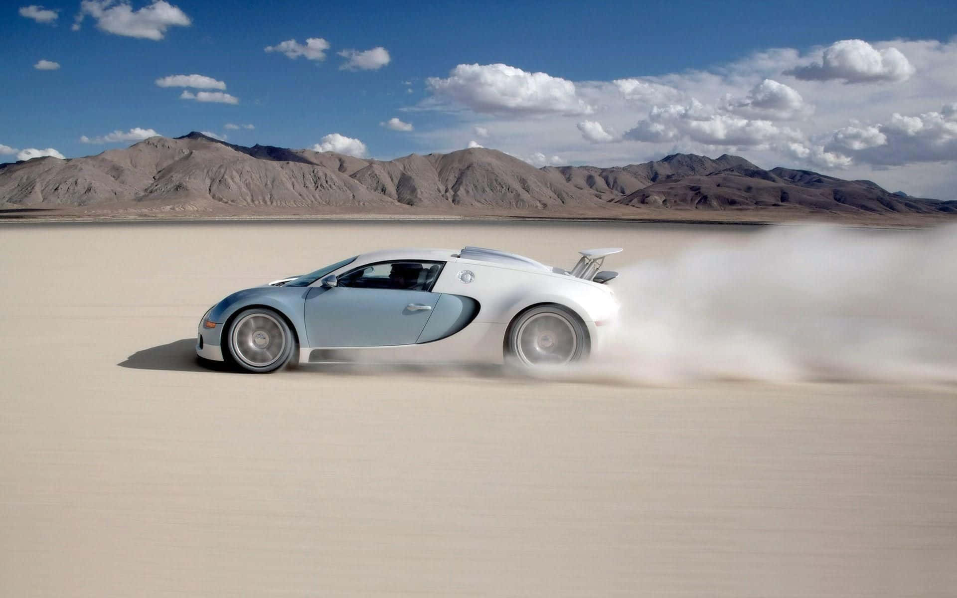 Bugatti Veyron, silver, desert playa, Full HD Desktop Wallpaper