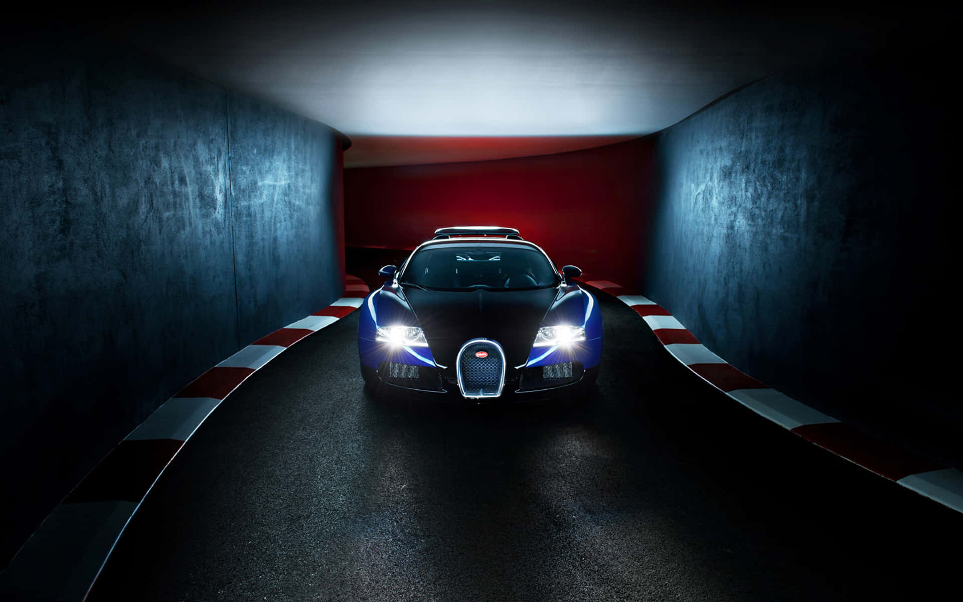 Bugatti Veyron, sleek black, glowing blue headlights, Full HD Desktop Wallpaper