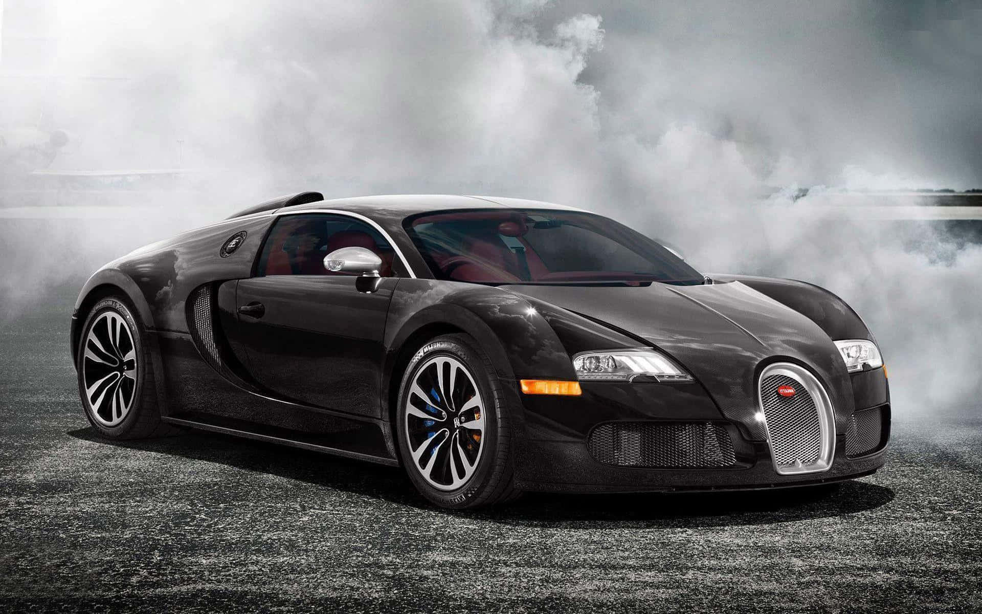 Bugatti Veyron, black, misty smoke, Full HD Desktop Wallpaper