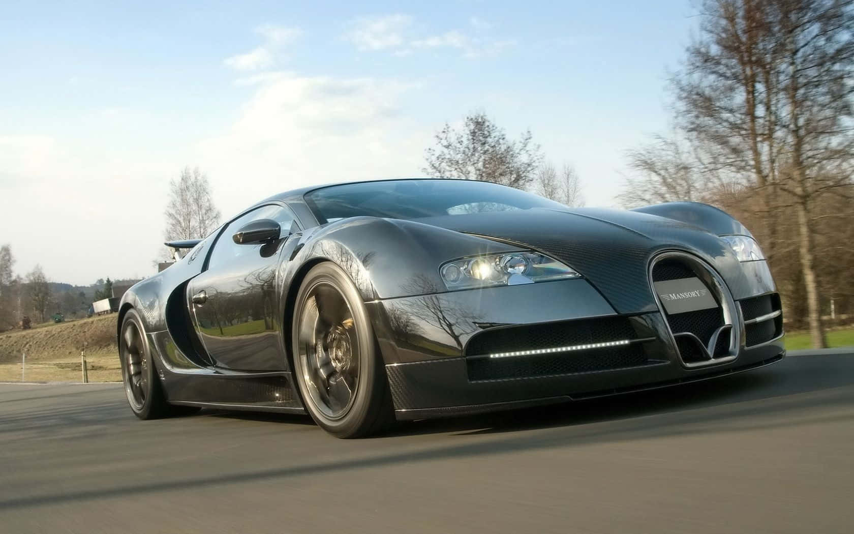 Bugatti Veyron, black, rural road, HD Desktop Wallpaper