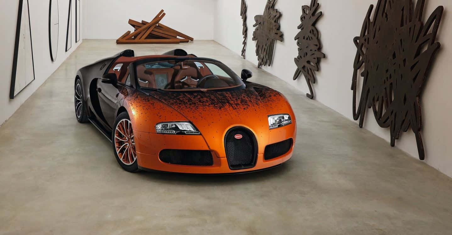 Bugatti Veyron, vibrant orange, black accents, HD Desktop Wallpaper