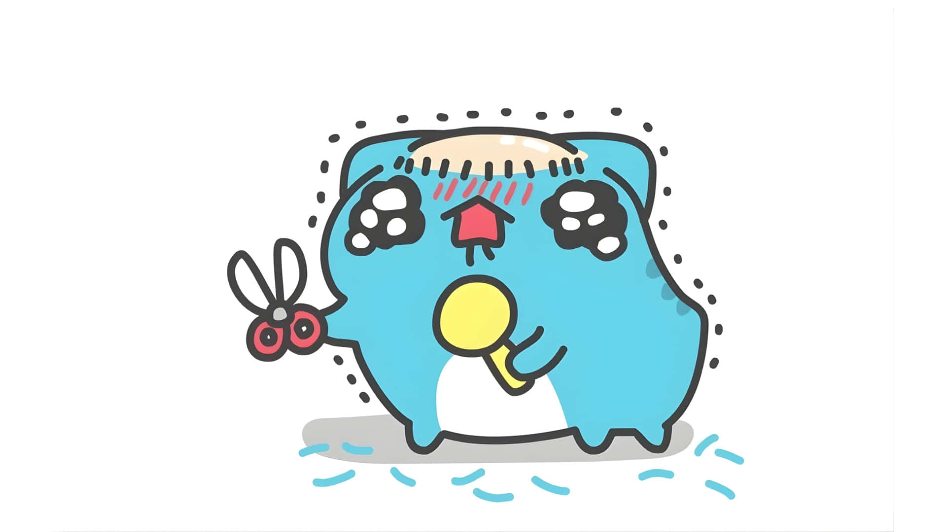 Bugcat Capoo, blue cartoon hamster, bald spot, Full HD Desktop Wallpaper