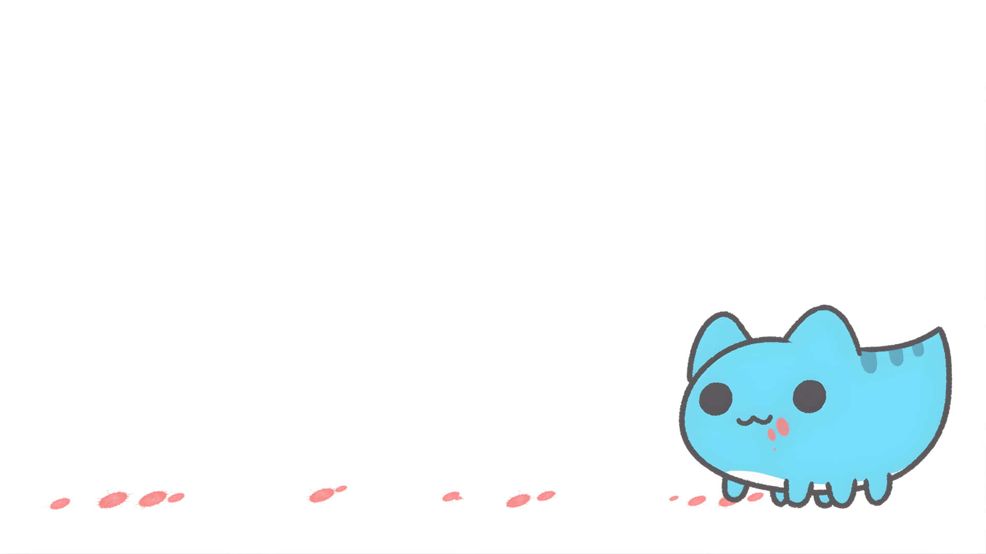 Bugcat Capoo, blue cartoon cat, pink cheeks, Full HD Desktop Wallpaper