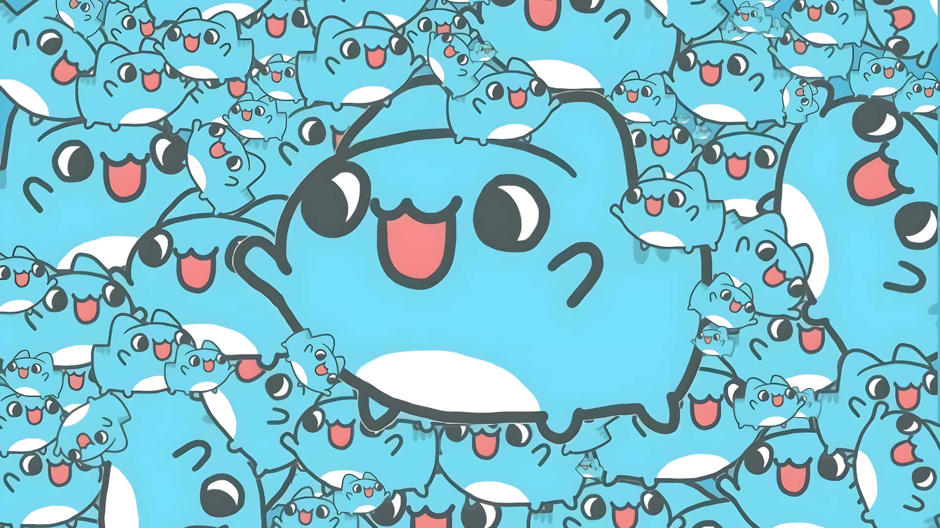 Bugcat Capoo, swarm, blue, Full HD Desktop Wallpaper