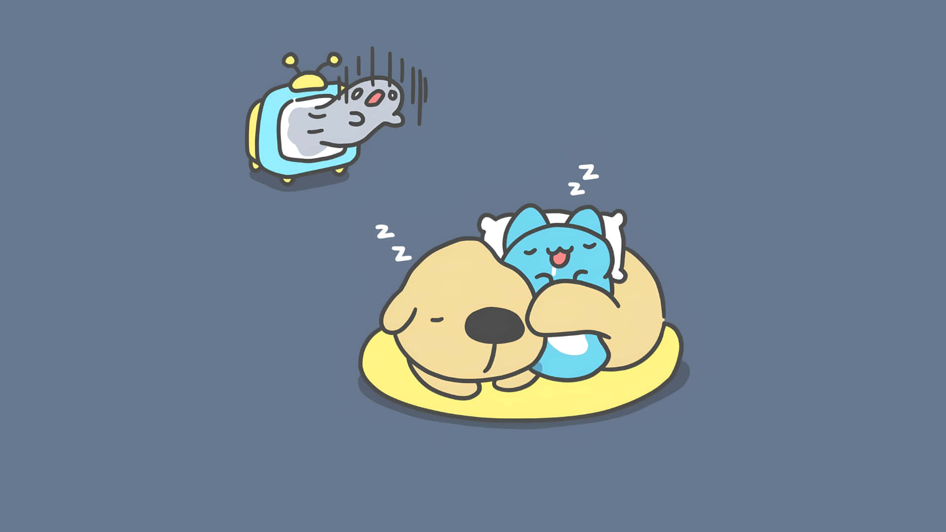 Bugcat Capoo, sleeping, cartoon dog, Full HD Desktop Wallpaper