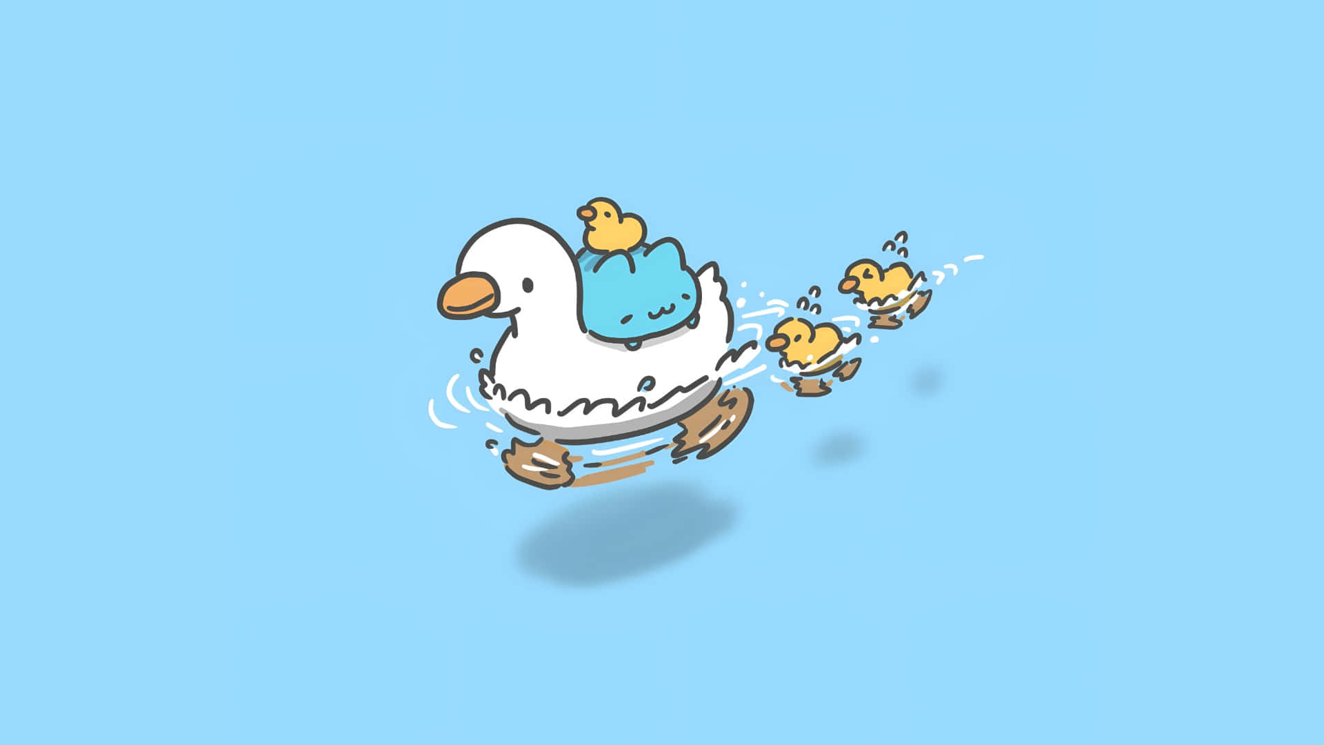 Bugcat Capoo, duck, blue cat, Full HD Desktop Wallpaper