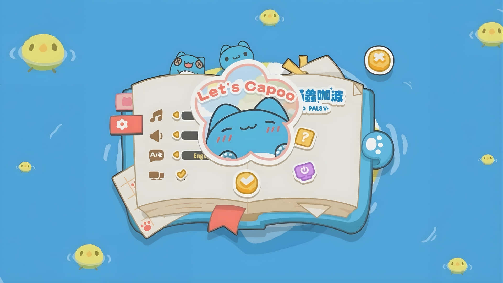 Bugcat Capoo, Let's Capoo, blue cat, Full HD Desktop Wallpaper