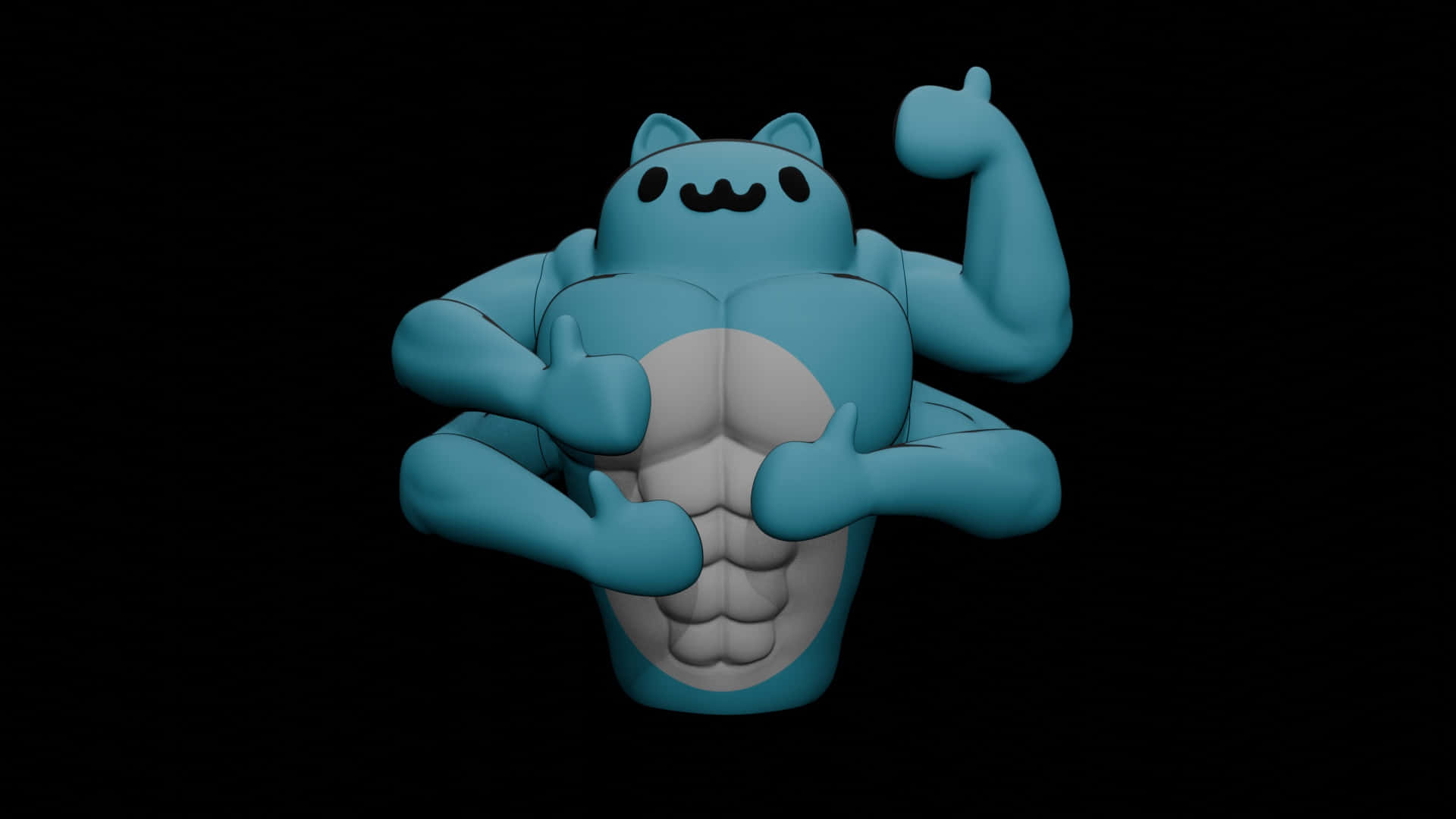 Bugcat Capoo, blue cartoon cat, exaggerated muscles, Full HD Desktop Wallpaper