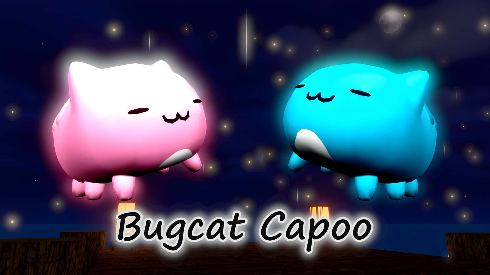 Bugcat Capoo, glowing cartoon cats, pink, Full HD Desktop Wallpaper