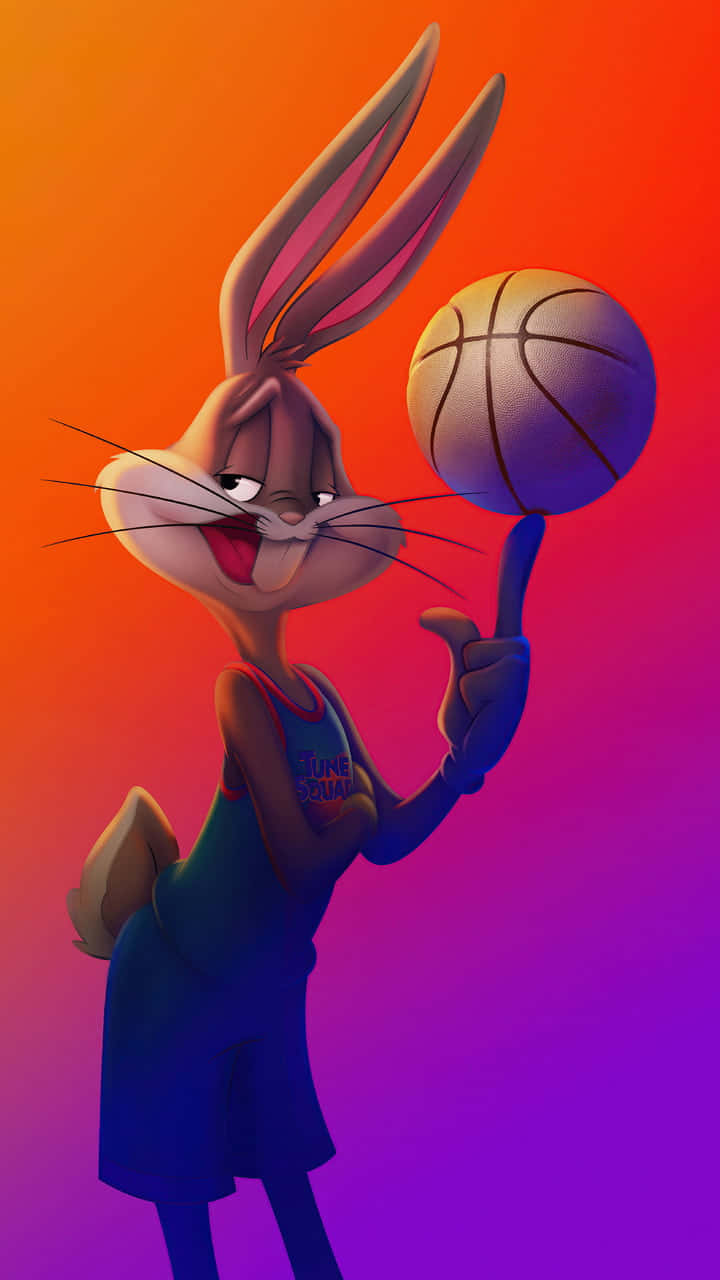 Bugs Bunny, basketball jersey, orange to purple gradient background, HD Phone Wallpaper