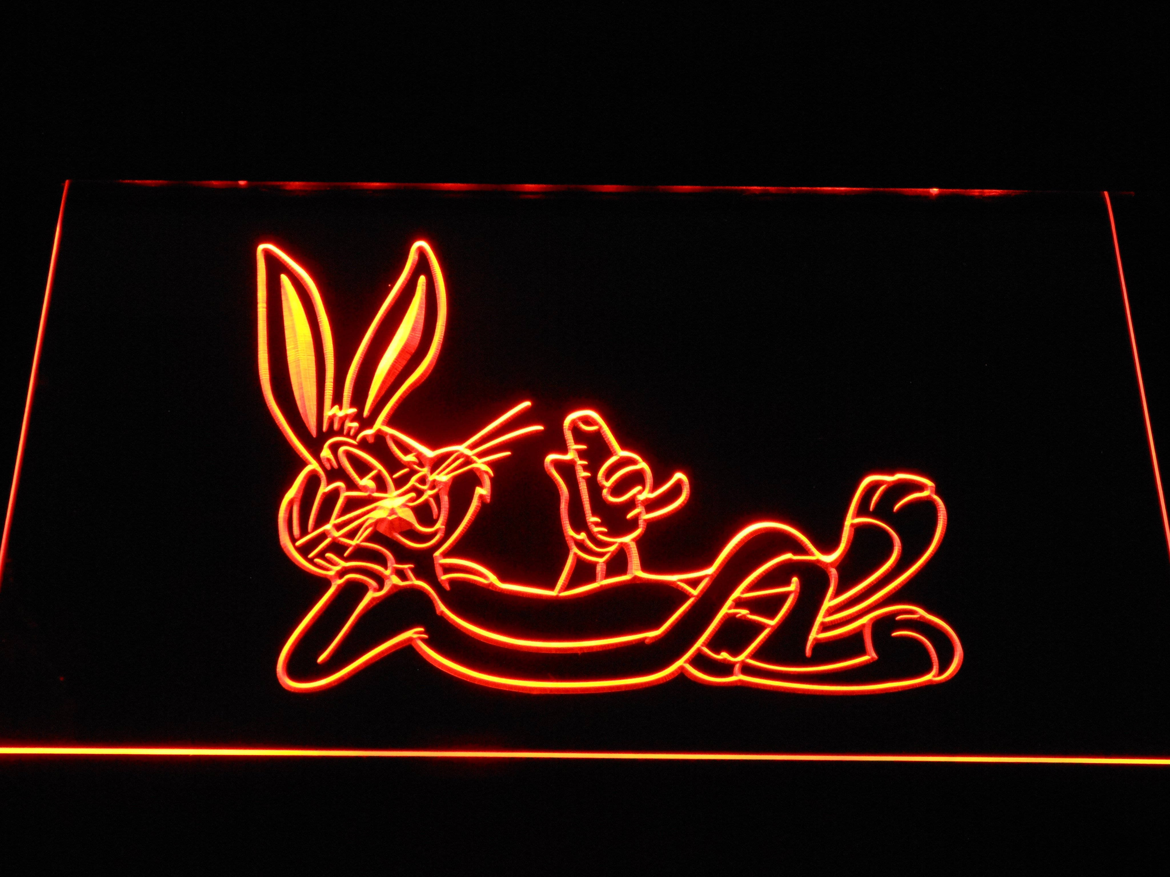 Bugs Bunny, neon orange light, glowing orange neon sign, 4K Desktop Wallpaper