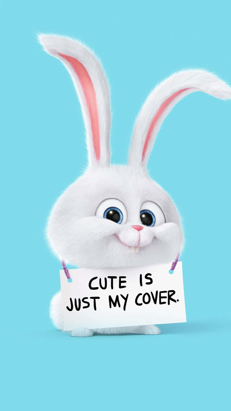 cute bunny, fluffy white animated bunny, big blue eyes, HD Phone Wallpaper