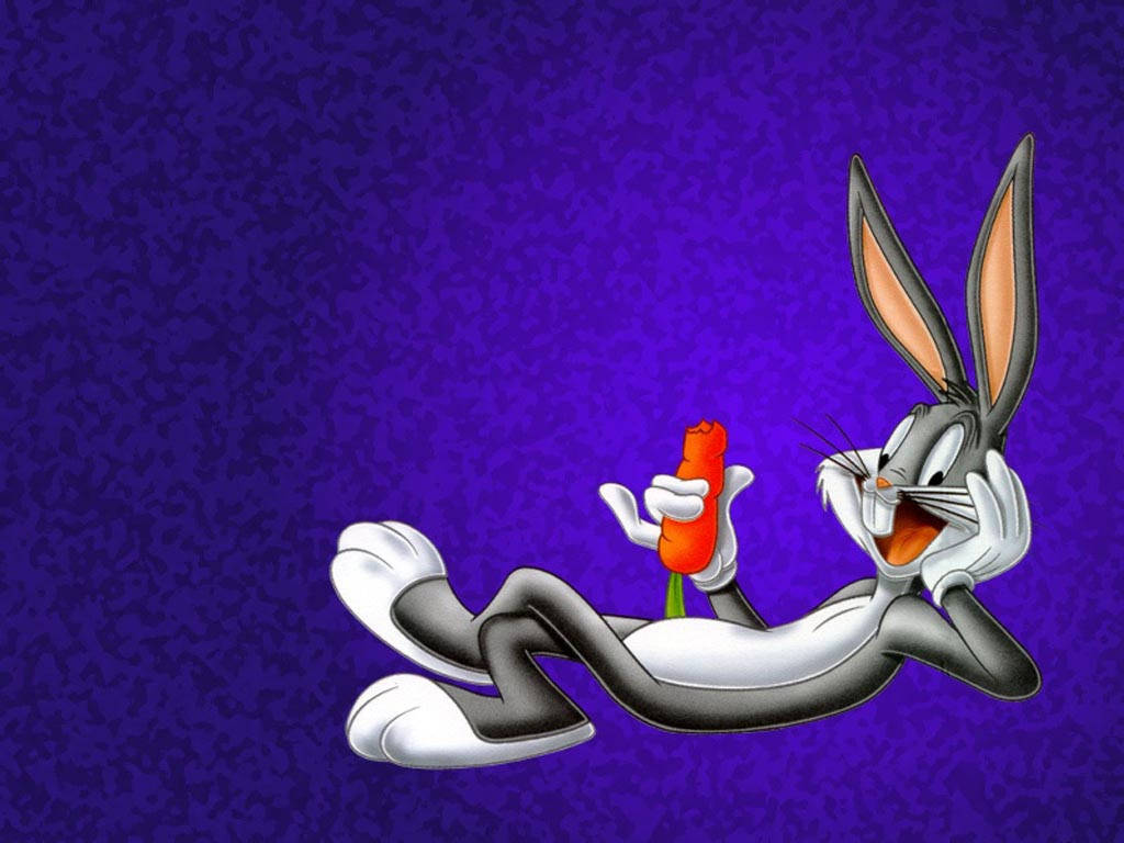 Bugs Bunny, carrot, purple background, SD Desktop Wallpaper