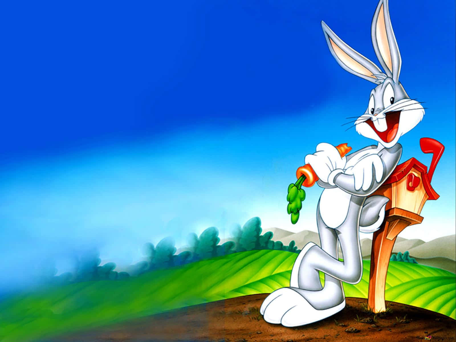 Bugs Bunny, carrot, red mailbox, HD Desktop Wallpaper