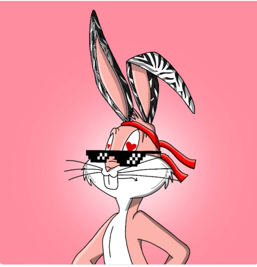 Bugs Bunny, zebra-striped ears, pixelated sunglasses, SD Phone Wallpaper