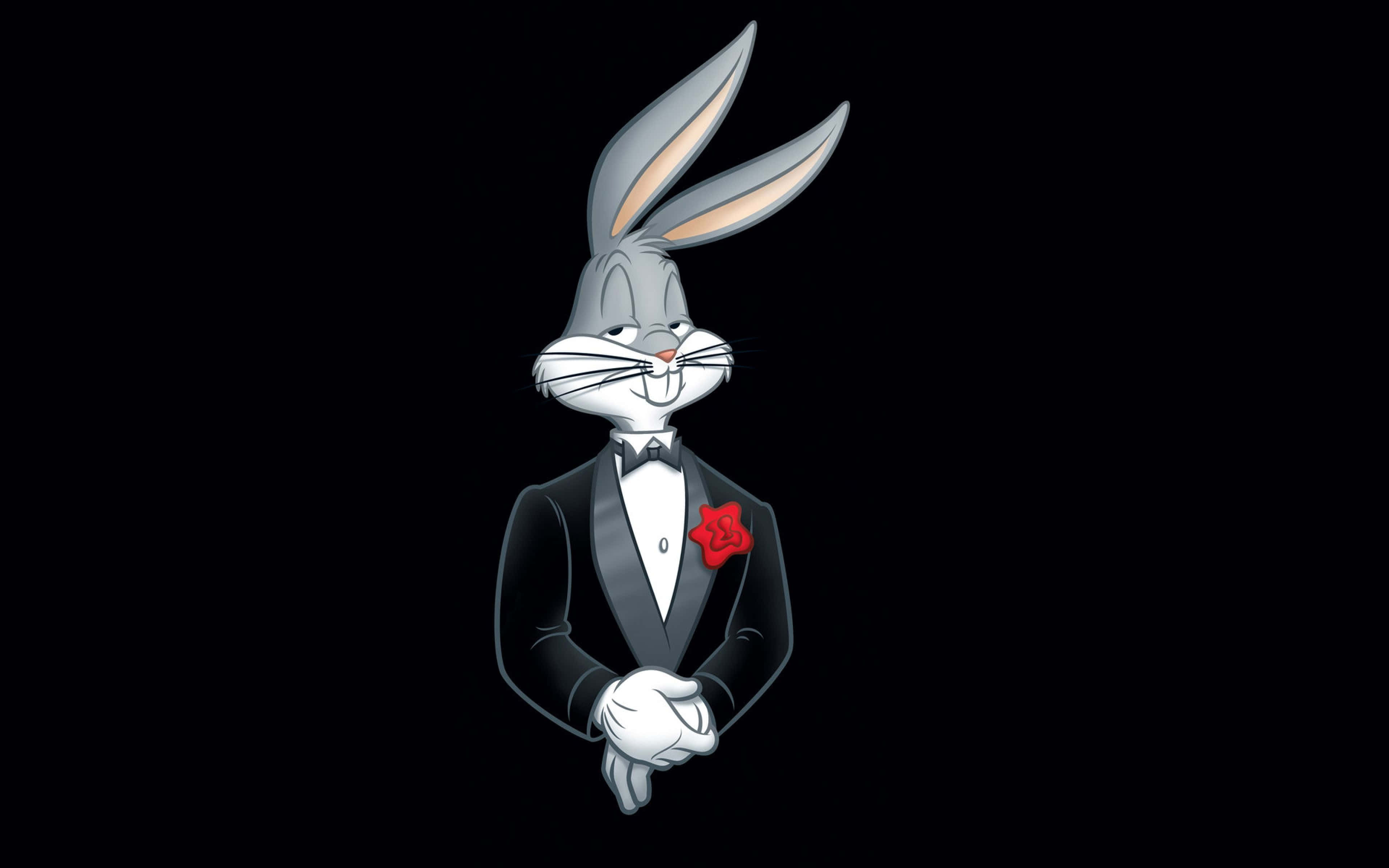 Bugs Bunny, black tuxedo, red rose boutonniere, 4K Desktop Wallpaper