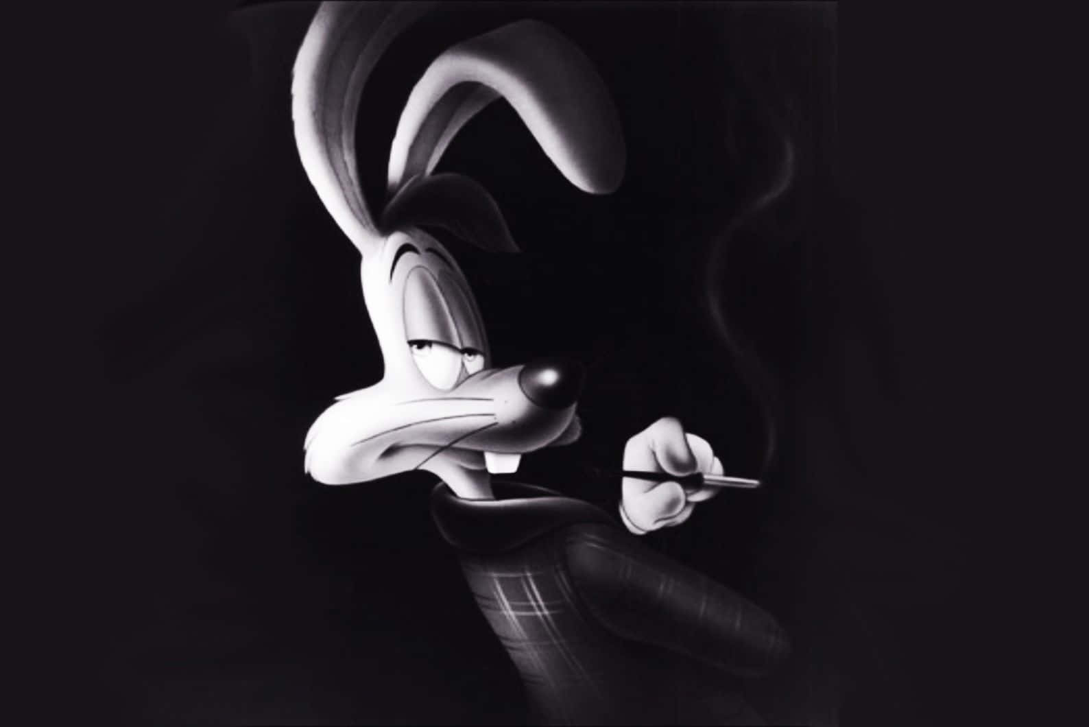 Bugs Bunny, smoking, black and white, HD Desktop Wallpaper
