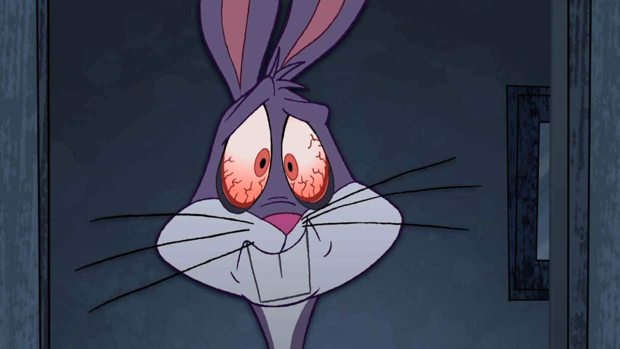 Bugs Bunny, cracked red eyes, dark doorway, SD Desktop Wallpaper