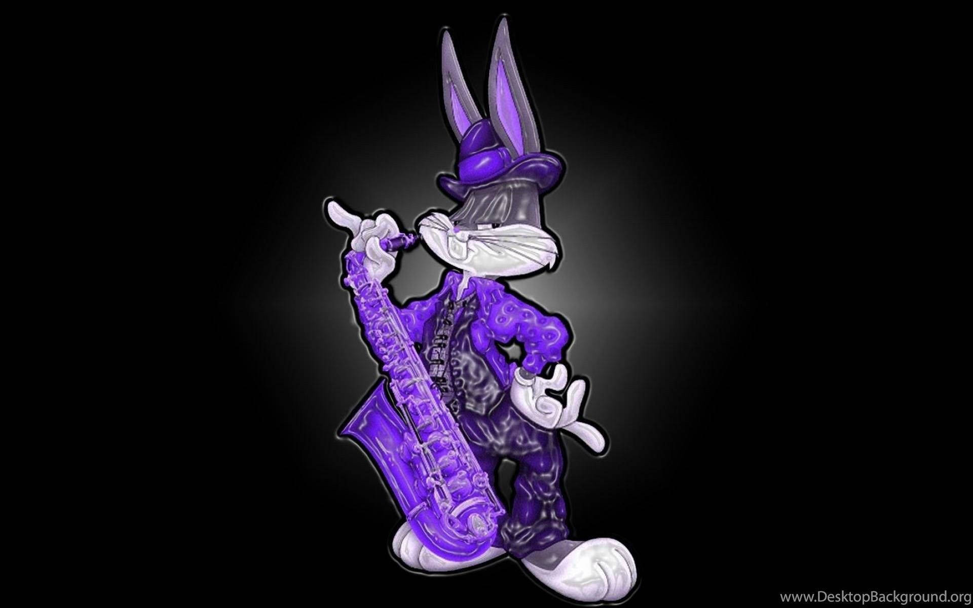 Bugs Bunny, top hat, glowing saxophone, Full HD Desktop Wallpaper