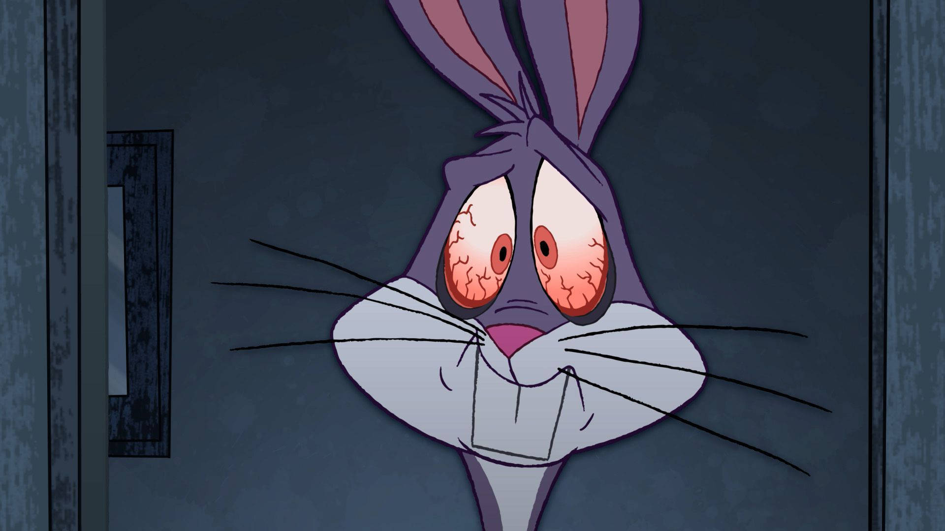Bugs Bunny, doorway, wide bloodshot eyes, Full HD Desktop Wallpaper