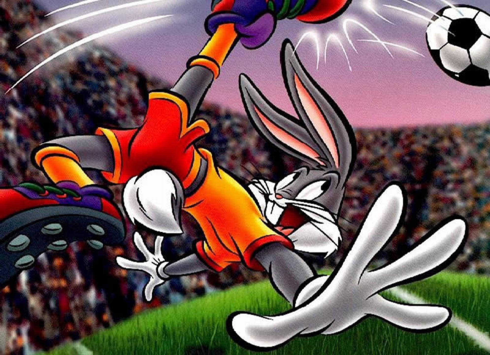 Bugs Bunny, red and orange soccer uniform, dynamic motion lines, Full HD Desktop Wallpaper